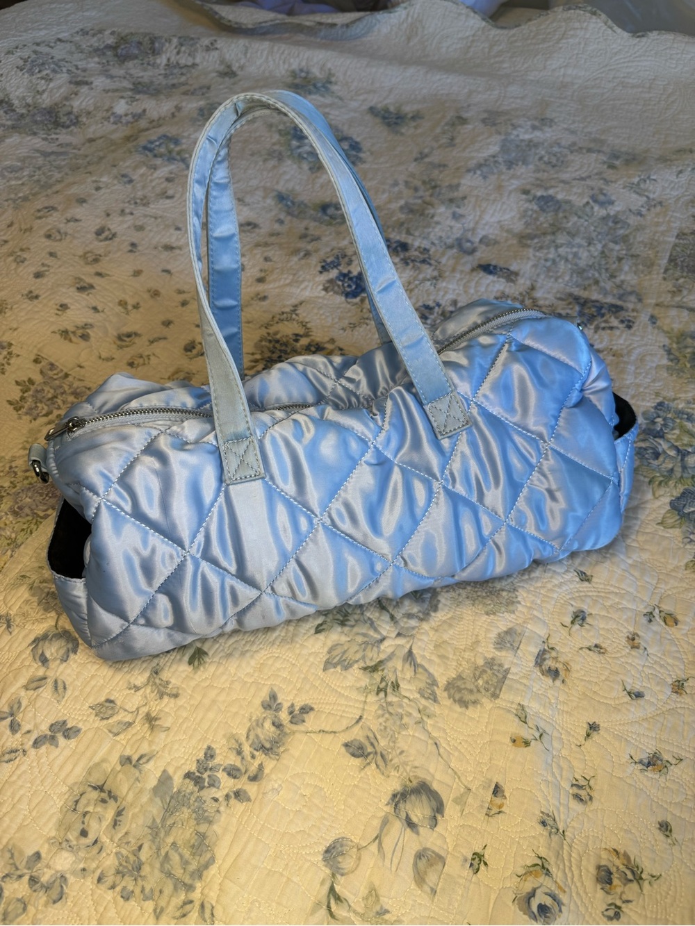 Forever 21 - Light Blue Quilted Satin Duffel Bag
